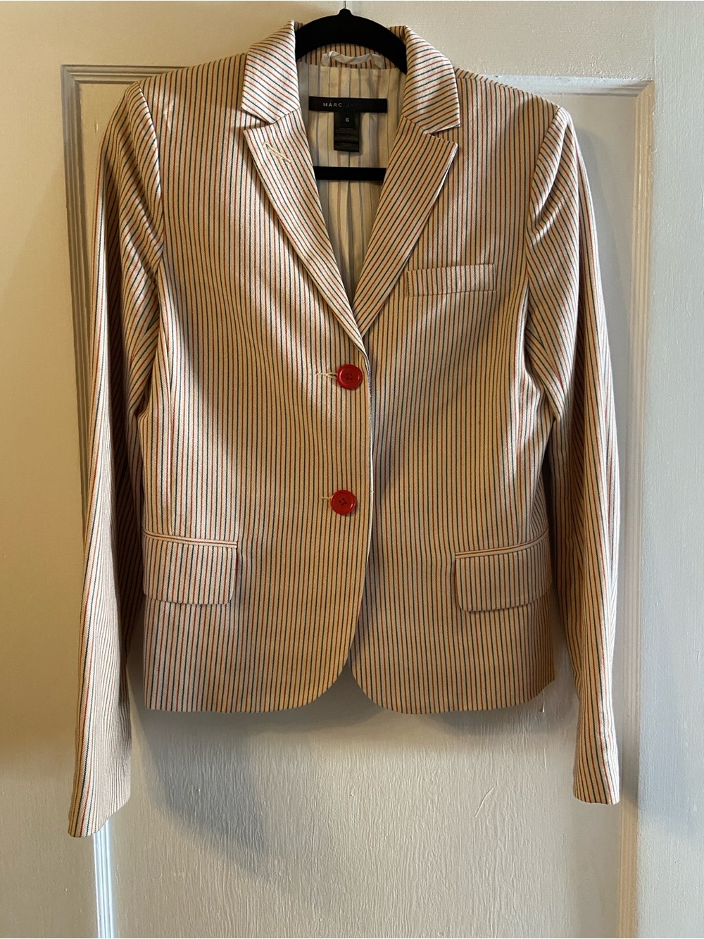 Marc Jacobs Striped Blazer with Red Buttons